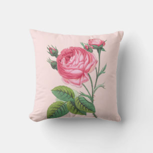 Roze roos bloemige moderne pastelroze kussen