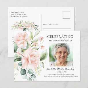 Roze Roos Bloemige Viering van het Leven Foto Briefkaart