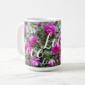 Roze Roos Bloemvederdag liefde Koffiemok (Voorkant links)