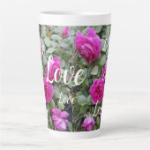  Roze  Roos Bloemvederdag liefde Latte Mok (Voorkant)