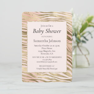Roze Roos Blush Goud Zebra Dierenprint Kaart
