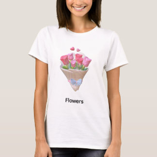 Roze Roos Boeket Grafische T-Shirt | Mooie Bloemig