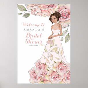 Roze Roos Bruid Bruiloft Feest Welkom Poster