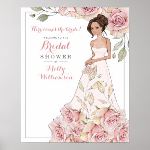 Roze Roos Bruid Bruiloft Feest Welkom Poster