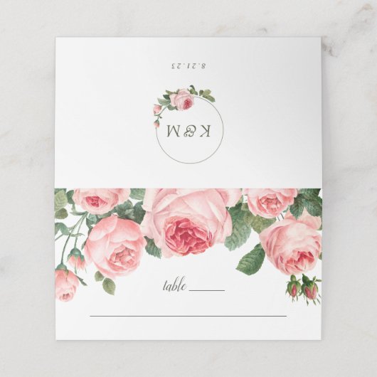 Roze  Roos bruiloft (Buitenkant ongevouwen)