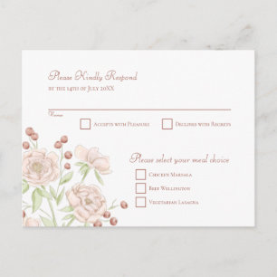 Roze Roos Bruiloft RSVP Modern Antwoordkaart Feestdagenkaart