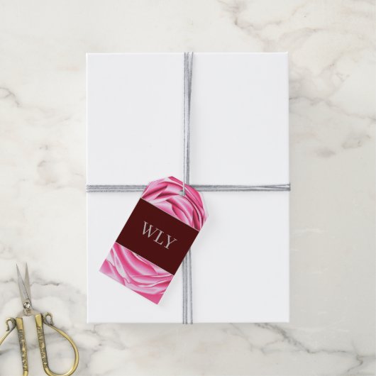 Roze Roos Cadeaubijlage Cadeaulabel (Met Touw)