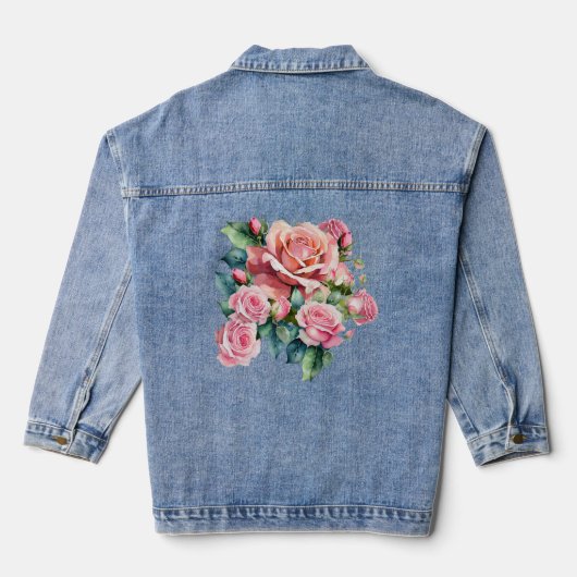 Roze Roos Denim Jasje Jacket (Achterkant)
