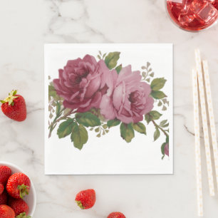 Roze Roos Elegantie Papieren Servet