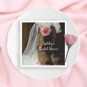 Roze Roos en Cowboy Boots Vrijgezellenfeest Servetten