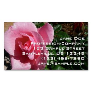 Roze Roos en Knop Tuin Bloemen Magnetisch Visitekaartje