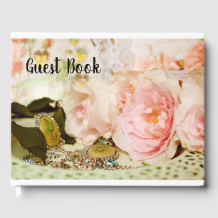 Roze Roos en Sieraden Pretty Vintage Gastboek Gastenboek