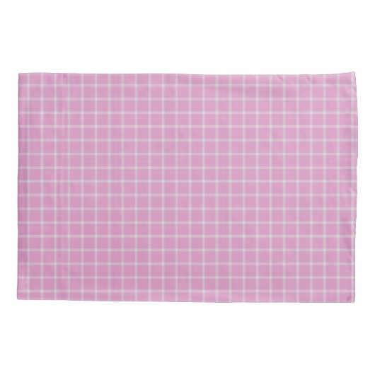 Roze roos en wit geruit gingham kussensloop (Achterkant)