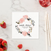 Roze Roos en Zwarte Bloemige Proefdiners Servet (Insitu)