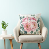 Roze Roos & Eucalyptus Kussen (Stoel)