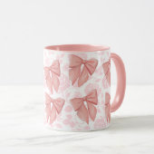 Roze  Roos Floral Coquette Girly Bow Mok (Voorkant rechts)