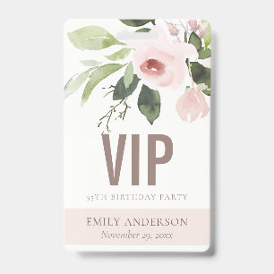ROZE ROOS FLORALE VIP VERJAARDAGS PAS VOOR ELKE LE BADGE