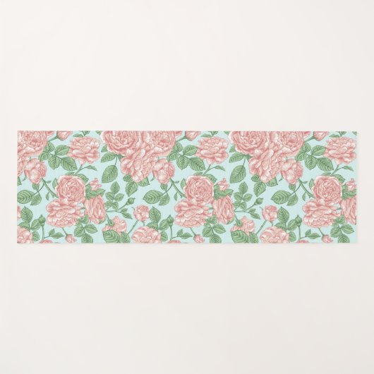 Roze Roos Garden Bouquet Patroon Yogamat (Voorkant (horizontaal))