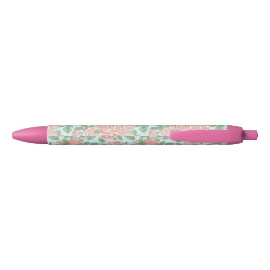 Roze Roos Garden Bouquet Patroon Zwarte Inkt Pen (Achterkant)