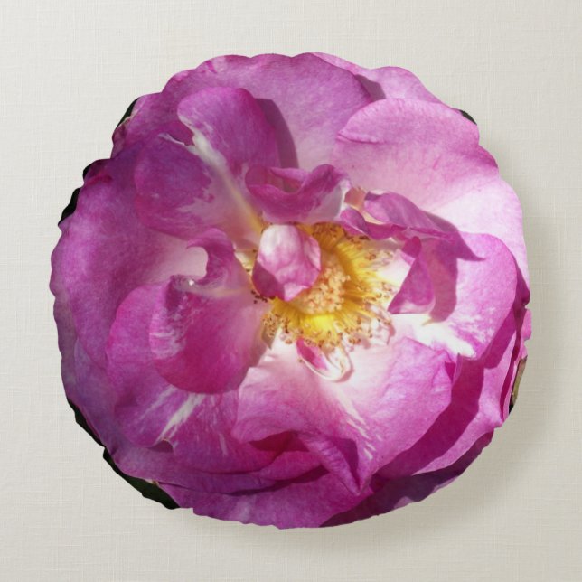 Roze Roos Geborsteld Polyester Rond werpkussen Rond Kussen (Voorkant)