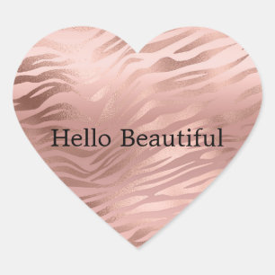 Roze Roos Glam Zebra Hart Sticker