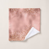 Roze Roos Gold Glitter Chic Sparkle Bad Handdoek (Wasdoekje)