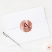Roze - Roos Goud Bourgogne Metallic Monogram Ronde Sticker (Envelop)