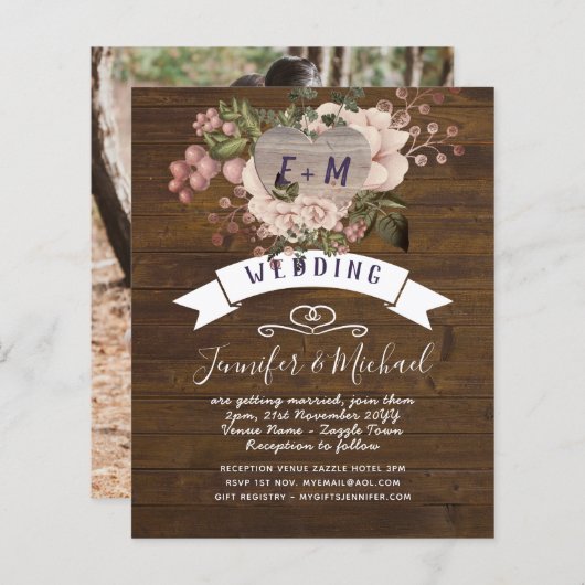 Roze Roos gouden bruiloft (Voorkant / Achterkant)