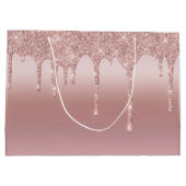 Roze Roos Gouden Drip Glitter Gepersonaliseerd Groot Cadeauzakje (Achterkant)