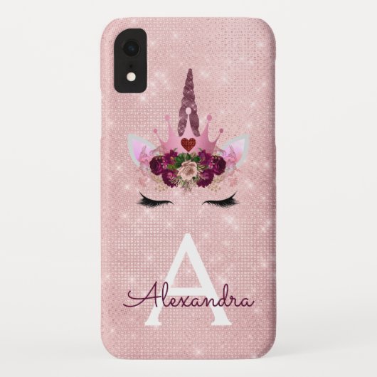 Roze - Roos Gouden Eenhoorn Sparkle Princess Monog Case-Mate iPhone Case (Achterkant)