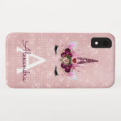 Roze - Roos Gouden Eenhoorn Sparkle Princess Monog Case-Mate iPhone Case (Achterkant (horizontaal))