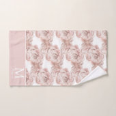 Roze & Roos Gouden Glitter Rozen Monogram Initiaal Bad Handdoek (Handdoek)