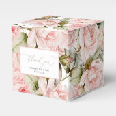 Roze Roos & Greenery Bladeren Wedding Cub Bedankdoosjes (Voorkant Zijde)