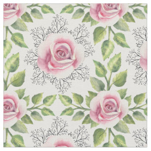 Roze Roos Groene Bladeren Bloemstuk Stof