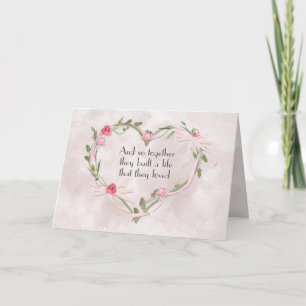 Roze Roos Heart Kaart