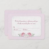 Roze Roos huwelijks RSVP Kaart (Voorkant / Achterkant)