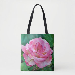 Roze Roos in een Garden Art Canvas tas