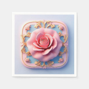 Roze Roos in Vintage Stijl Servet