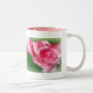 Roze roos in volle bloei drankmok tweekleurige koffiemok
