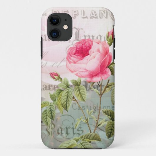 Roze  Roos iPhone Case opnieuw indienen (Achterkant)