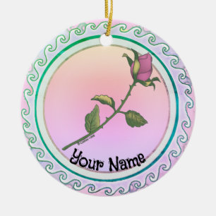 Roze Roos Keramisch Ornament