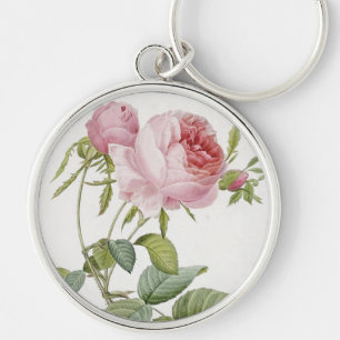Roze roos knoopsluiting aan sleutelhanger