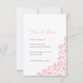  roze Roos Lace Pattern Weddenschap Save The Date (Voorkant)