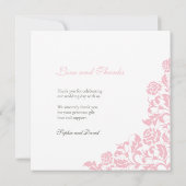 Roze Roos Lace Square Weddenschap Foto bedankt (Achterkant)