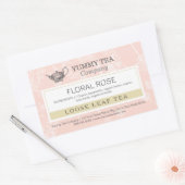 Roze Roos - Losse Leaf Tea Label Sticker (Envelop)