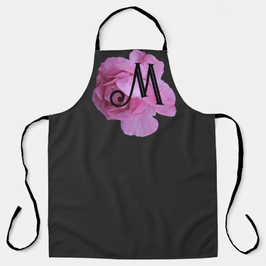 roze roos M monogram aanpasbare bloemen Schort (Voorkant)