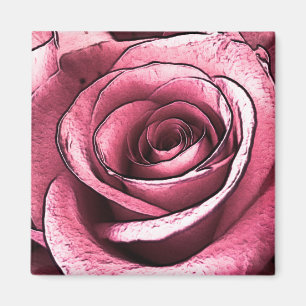 Roze roos magneet