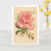 roze roos met dauwdruppels, kaart (Gele Bloem)