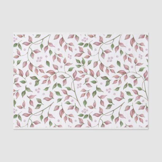 Roze Roos met roze groene blades Tissuepapier (Voorkant)