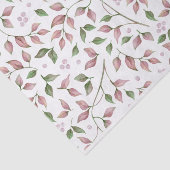 Roze Roos met roze groene blades Tissuepapier (Detail)